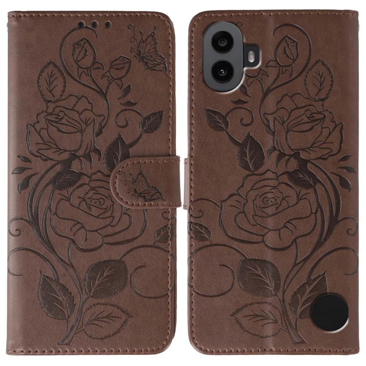 Rose Butterfly Embossed Leather Phone Case, For Nothing CMF Phone 2 Pro, For Nothing Phone 3a, For Nothing Phone 3a Pro, For Nothing CMF Phone 1