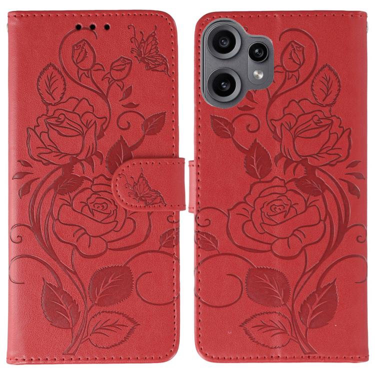 Rose Butterfly Embossed Leather Phone Case, For Nothing CMF Phone 2 Pro, For Nothing Phone 3a, For Nothing Phone 3a Pro, For Nothing CMF Phone 1