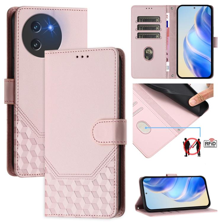 Honeycomb Embossing RFID Leather Phone Case, For Doogee Note 56 / Note 56 Pro, For Doogee N60 Pro, For Doogee Note 59 / Note 59 Pro