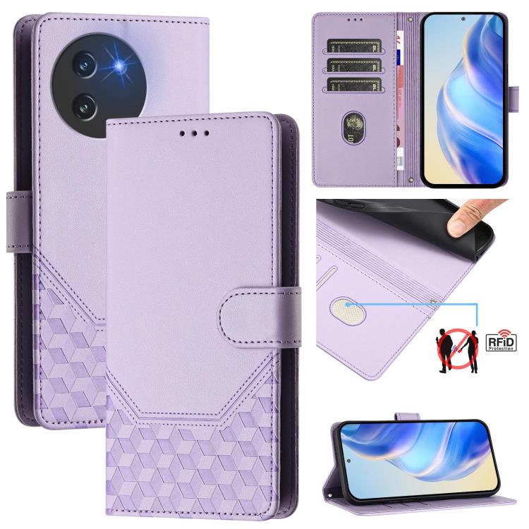 Honeycomb Embossing RFID Leather Phone Case, For Doogee Note 56 / Note 56 Pro, For Doogee N60 Pro, For Doogee Note 59 / Note 59 Pro