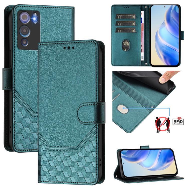 Honeycomb Embossing RFID Leather Phone Case, For Doogee Note 56 / Note 56 Pro, For Doogee N60 Pro, For Doogee Note 59 / Note 59 Pro