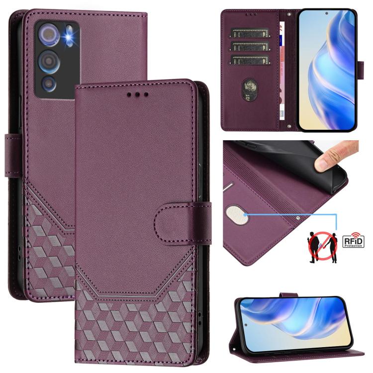 Honeycomb Embossing RFID Leather Phone Case, For Doogee Note 56 / Note 56 Pro, For Doogee N60 Pro, For Doogee Note 59 / Note 59 Pro