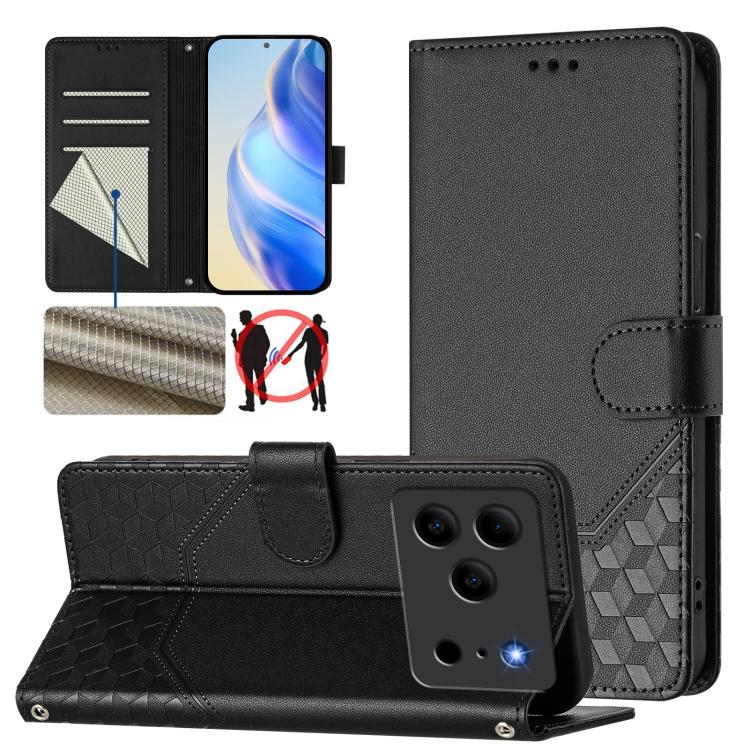 Honeycomb Embossing RFID Leather Phone Case, For Doogee Note 56 / Note 56 Pro, For Doogee N60 Pro, For Doogee Note 59 / Note 59 Pro