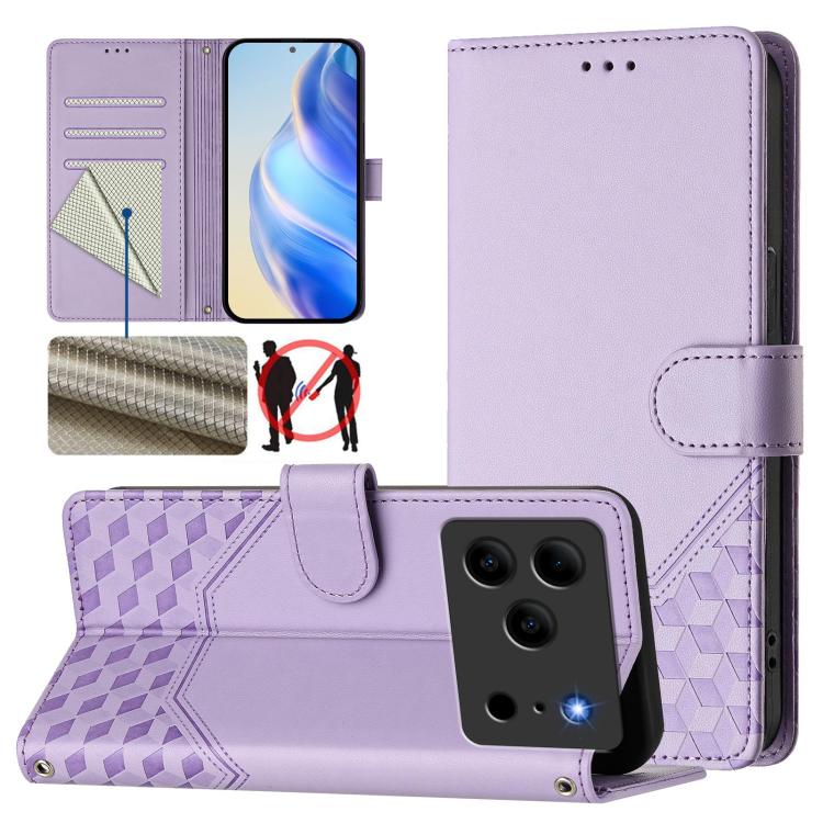Honeycomb Embossing RFID Leather Phone Case, For Doogee Note 56 / Note 56 Pro, For Doogee N60 Pro, For Doogee Note 59 / Note 59 Pro