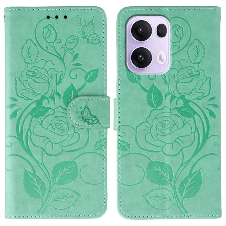 Rose Butterfly Embossed Leather Phone Case, For OPPO Find X9, For OPPO A6 Pro 5G, For OPPO Find X9 Pro, For OPPO A5 Pro 5G Global, For OPPO Reno13 Pro 5G Global, For OPPO Reno13 5G Global, For OPPO Reno13 F 4G Global / 5G Global, For OPPO Find X8