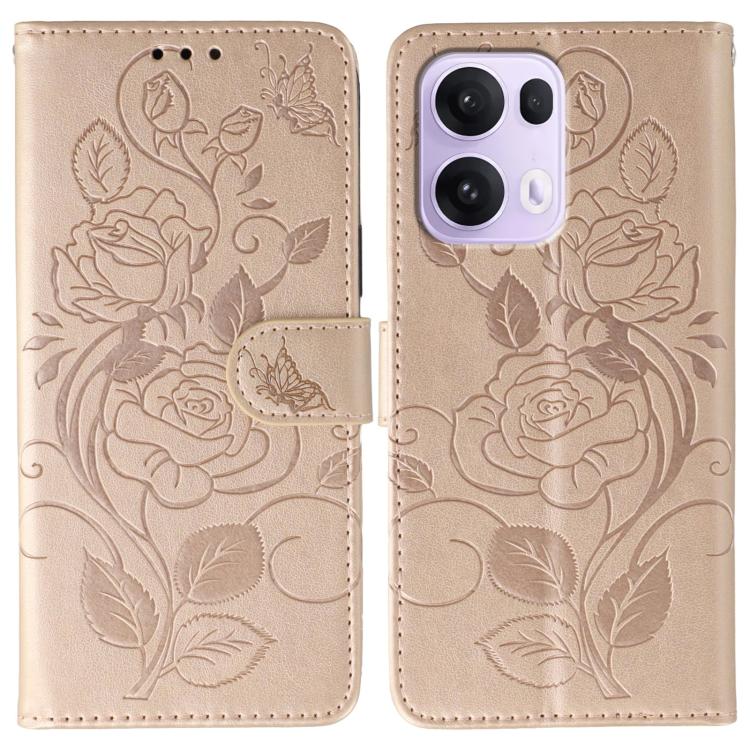 Rose Butterfly Embossed Leather Phone Case, For OPPO Find X9, For OPPO A6 Pro 5G, For OPPO Find X9 Pro, For OPPO A5 Pro 5G Global, For OPPO Reno13 Pro 5G Global, For OPPO Reno13 5G Global, For OPPO Reno13 F 4G Global / 5G Global, For OPPO Find X8