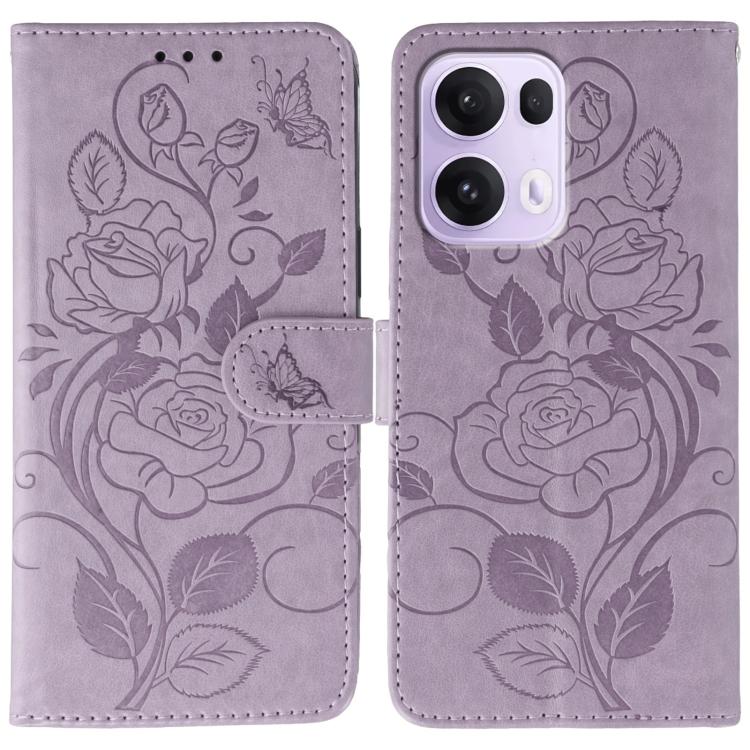 Rose Butterfly Embossed Leather Phone Case, For OPPO Find X9, For OPPO A6 Pro 5G, For OPPO Find X9 Pro, For OPPO A5 Pro 5G Global, For OPPO Reno13 Pro 5G Global, For OPPO Reno13 5G Global, For OPPO Reno13 F 4G Global / 5G Global, For OPPO Find X8