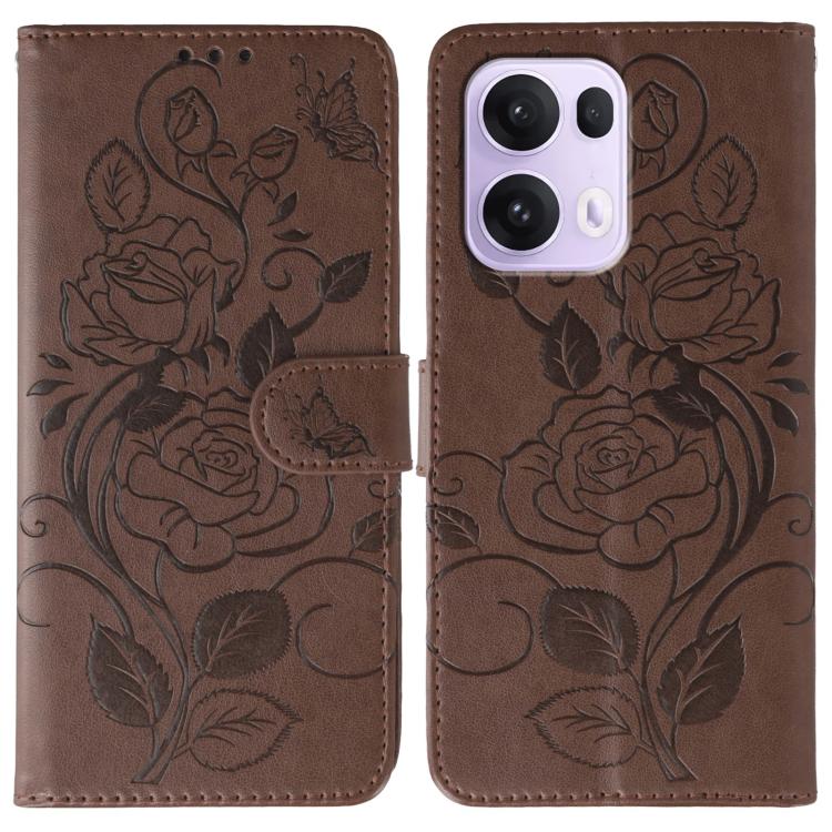 Rose Butterfly Embossed Leather Phone Case, For OPPO Find X9, For OPPO A6 Pro 5G, For OPPO Find X9 Pro, For OPPO A5 Pro 5G Global, For OPPO Reno13 Pro 5G Global, For OPPO Reno13 5G Global, For OPPO Reno13 F 4G Global / 5G Global, For OPPO Find X8