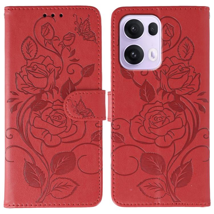 Rose Butterfly Embossed Leather Phone Case, For OPPO Find X9, For OPPO A6 Pro 5G, For OPPO Find X9 Pro, For OPPO A5 Pro 5G Global, For OPPO Reno13 Pro 5G Global, For OPPO Reno13 5G Global, For OPPO Reno13 F 4G Global / 5G Global, For OPPO Find X8