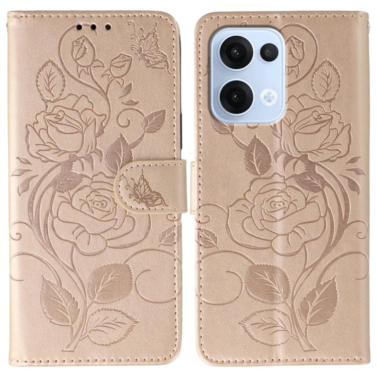Rose Butterfly Embossed Leather Phone Case, For OPPO Find X9, For OPPO A6 Pro 5G, For OPPO Find X9 Pro, For OPPO A5 Pro 5G Global, For OPPO Reno13 Pro 5G Global, For OPPO Reno13 5G Global, For OPPO Reno13 F 4G Global / 5G Global, For OPPO Find X8
