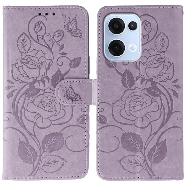 Rose Butterfly Embossed Leather Phone Case, For OPPO Find X9, For OPPO A6 Pro 5G, For OPPO Find X9 Pro, For OPPO A5 Pro 5G Global, For OPPO Reno13 Pro 5G Global, For OPPO Reno13 5G Global, For OPPO Reno13 F 4G Global / 5G Global, For OPPO Find X8