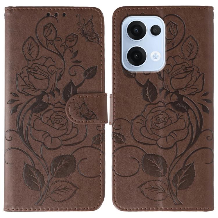 Rose Butterfly Embossed Leather Phone Case, For OPPO Find X9, For OPPO A6 Pro 5G, For OPPO Find X9 Pro, For OPPO A5 Pro 5G Global, For OPPO Reno13 Pro 5G Global, For OPPO Reno13 5G Global, For OPPO Reno13 F 4G Global / 5G Global, For OPPO Find X8