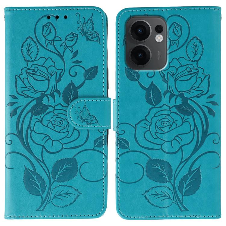 Rose Butterfly Embossed Leather Phone Case, For OPPO Find X9, For OPPO A6 Pro 5G, For OPPO Find X9 Pro, For OPPO A5 Pro 5G Global, For OPPO Reno13 Pro 5G Global, For OPPO Reno13 5G Global, For OPPO Reno13 F 4G Global / 5G Global, For OPPO Find X8