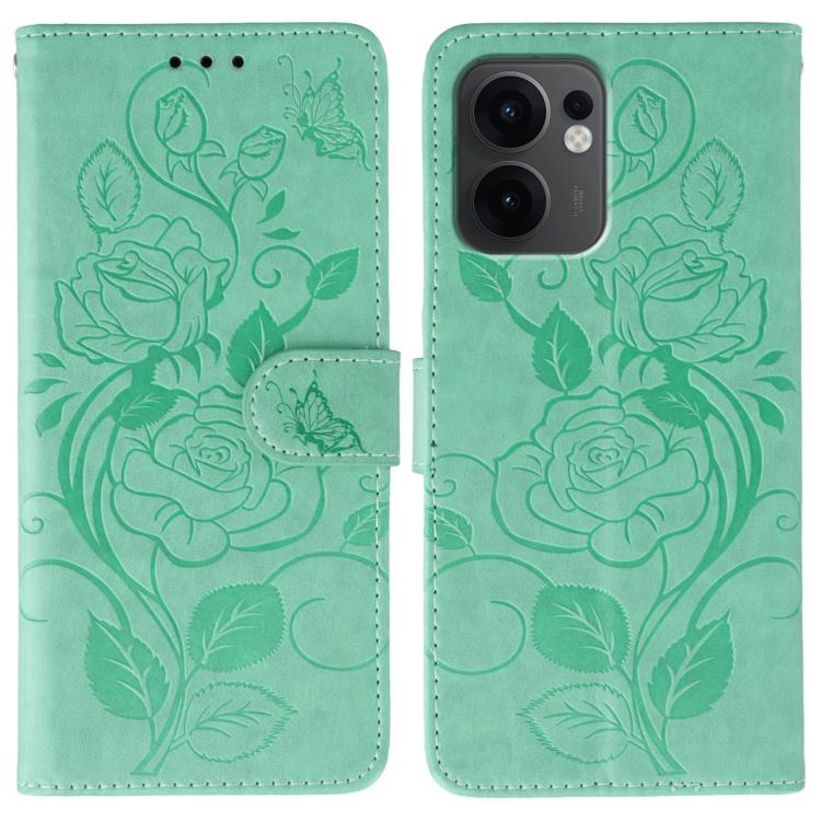 Rose Butterfly Embossed Leather Phone Case, For OPPO Find X9, For OPPO A6 Pro 5G, For OPPO Find X9 Pro, For OPPO A5 Pro 5G Global, For OPPO Reno13 Pro 5G Global, For OPPO Reno13 5G Global, For OPPO Reno13 F 4G Global / 5G Global, For OPPO Find X8