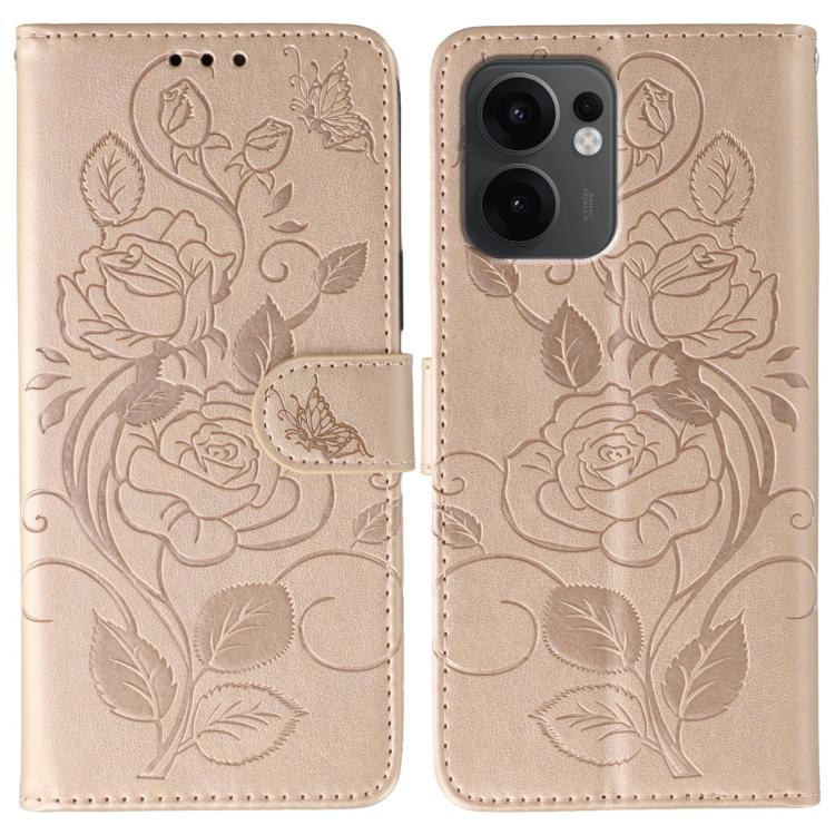 Rose Butterfly Embossed Leather Phone Case, For OPPO Find X9, For OPPO A6 Pro 5G, For OPPO Find X9 Pro, For OPPO A5 Pro 5G Global, For OPPO Reno13 Pro 5G Global, For OPPO Reno13 5G Global, For OPPO Reno13 F 4G Global / 5G Global, For OPPO Find X8