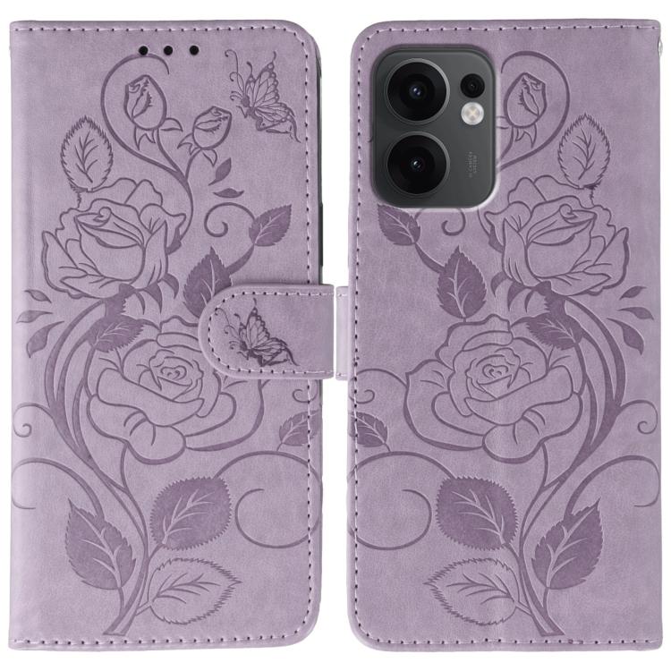 Rose Butterfly Embossed Leather Phone Case, For OPPO Find X9, For OPPO A6 Pro 5G, For OPPO Find X9 Pro, For OPPO A5 Pro 5G Global, For OPPO Reno13 Pro 5G Global, For OPPO Reno13 5G Global, For OPPO Reno13 F 4G Global / 5G Global, For OPPO Find X8