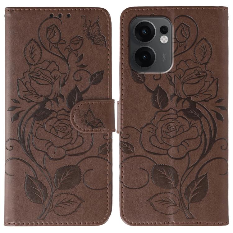 Rose Butterfly Embossed Leather Phone Case, For OPPO Find X9, For OPPO A6 Pro 5G, For OPPO Find X9 Pro, For OPPO A5 Pro 5G Global, For OPPO Reno13 Pro 5G Global, For OPPO Reno13 5G Global, For OPPO Reno13 F 4G Global / 5G Global, For OPPO Find X8