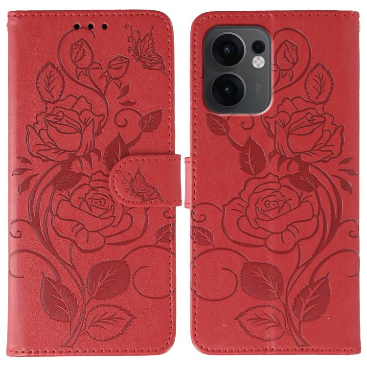 Rose Butterfly Embossed Leather Phone Case, For OPPO Find X9, For OPPO A6 Pro 5G, For OPPO Find X9 Pro, For OPPO A5 Pro 5G Global, For OPPO Reno13 Pro 5G Global, For OPPO Reno13 5G Global, For OPPO Reno13 F 4G Global / 5G Global, For OPPO Find X8