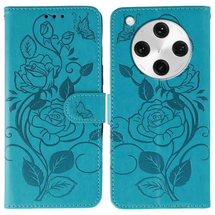Rose Butterfly Embossed Leather Phone Case, For OPPO Find X8 Pro