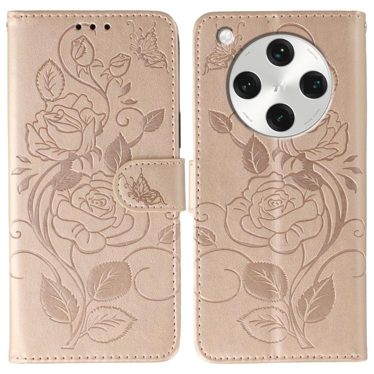 Rose Butterfly Embossed Leather Phone Case, For OPPO Find X8 Pro