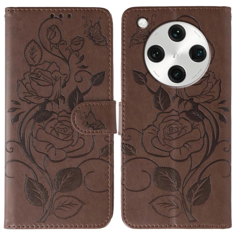 Rose Butterfly Embossed Leather Phone Case, For OPPO Find X8 Pro