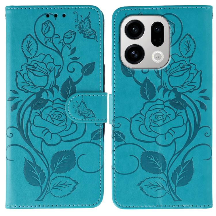 Rose Butterfly Embossed Leather Phone Case, For OPPO Find X9, For OPPO A6 Pro 5G, For OPPO Find X9 Pro, For OPPO A5 Pro 5G Global, For OPPO Reno13 Pro 5G Global, For OPPO Reno13 5G Global, For OPPO Reno13 F 4G Global / 5G Global, For OPPO Find X8