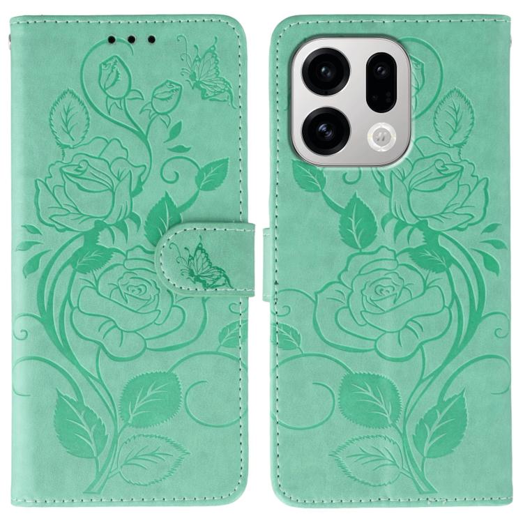 Rose Butterfly Embossed Leather Phone Case, For OPPO Find X9, For OPPO A6 Pro 5G, For OPPO Find X9 Pro, For OPPO A5 Pro 5G Global, For OPPO Reno13 Pro 5G Global, For OPPO Reno13 5G Global, For OPPO Reno13 F 4G Global / 5G Global, For OPPO Find X8