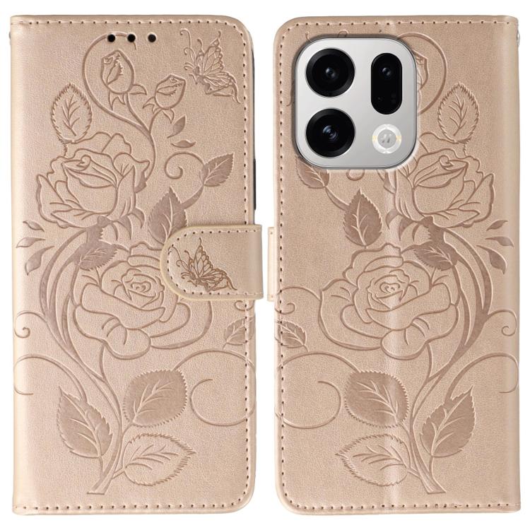 Rose Butterfly Embossed Leather Phone Case, For OPPO Find X9, For OPPO A6 Pro 5G, For OPPO Find X9 Pro, For OPPO A5 Pro 5G Global, For OPPO Reno13 Pro 5G Global, For OPPO Reno13 5G Global, For OPPO Reno13 F 4G Global / 5G Global, For OPPO Find X8