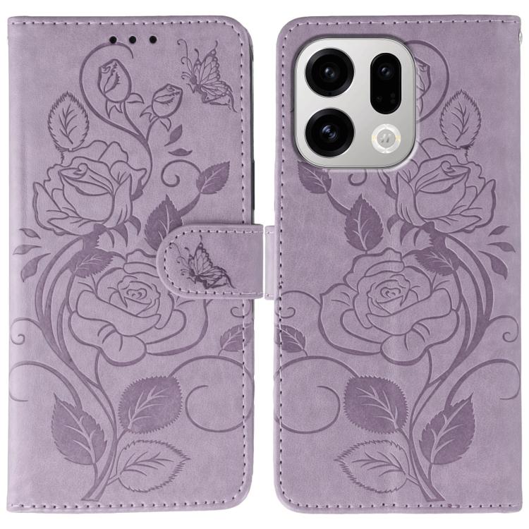 Rose Butterfly Embossed Leather Phone Case, For OPPO Find X9, For OPPO A6 Pro 5G, For OPPO Find X9 Pro, For OPPO A5 Pro 5G Global, For OPPO Reno13 Pro 5G Global, For OPPO Reno13 5G Global, For OPPO Reno13 F 4G Global / 5G Global, For OPPO Find X8