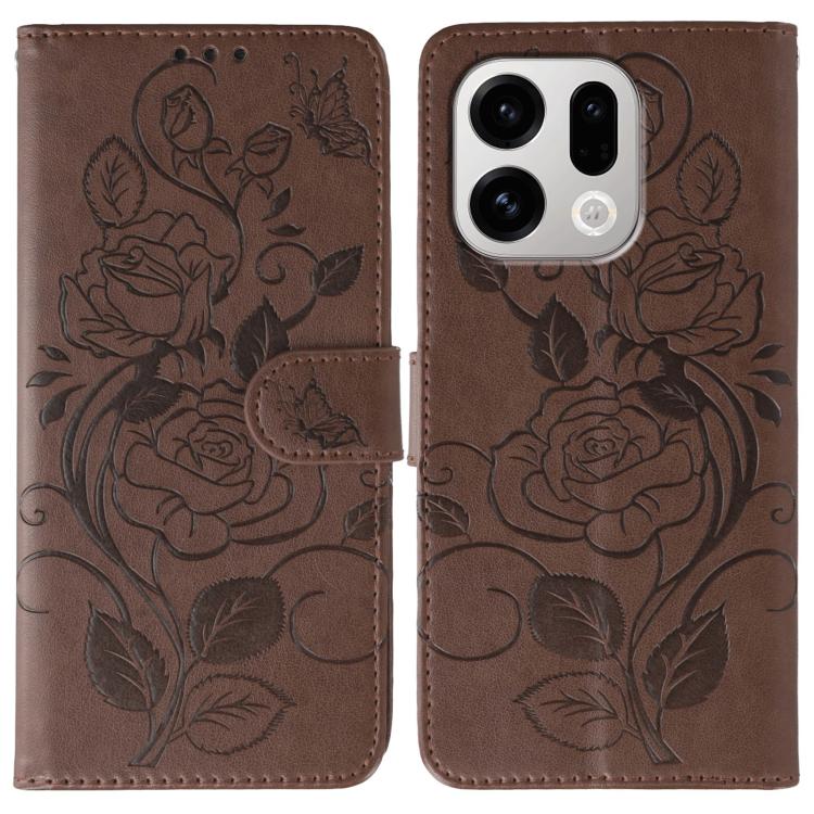 Rose Butterfly Embossed Leather Phone Case, For OPPO Find X9, For OPPO A6 Pro 5G, For OPPO Find X9 Pro, For OPPO A5 Pro 5G Global, For OPPO Reno13 Pro 5G Global, For OPPO Reno13 5G Global, For OPPO Reno13 F 4G Global / 5G Global, For OPPO Find X8