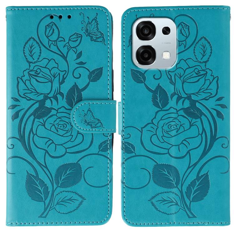 Rose Butterfly Embossed Leather Phone Case, For OPPO Find X9, For OPPO A6 Pro 5G, For OPPO Find X9 Pro, For OPPO A5 Pro 5G Global, For OPPO Reno13 Pro 5G Global, For OPPO Reno13 5G Global, For OPPO Reno13 F 4G Global / 5G Global, For OPPO Find X8