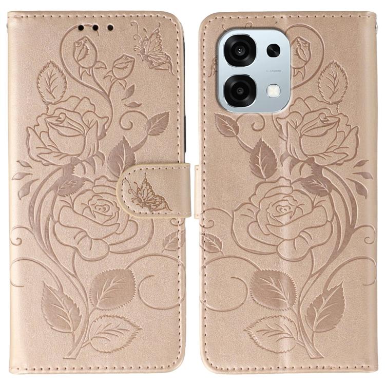 Rose Butterfly Embossed Leather Phone Case, For OPPO Find X9, For OPPO A6 Pro 5G, For OPPO Find X9 Pro, For OPPO A5 Pro 5G Global, For OPPO Reno13 Pro 5G Global, For OPPO Reno13 5G Global, For OPPO Reno13 F 4G Global / 5G Global, For OPPO Find X8