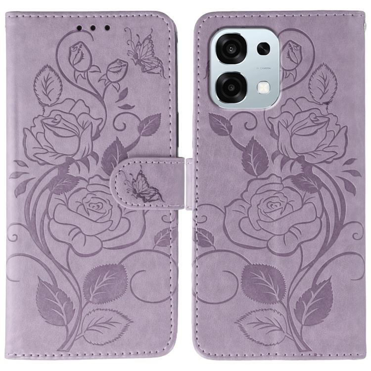 Rose Butterfly Embossed Leather Phone Case, For OPPO Find X9, For OPPO A6 Pro 5G, For OPPO Find X9 Pro, For OPPO A5 Pro 5G Global, For OPPO Reno13 Pro 5G Global, For OPPO Reno13 5G Global, For OPPO Reno13 F 4G Global / 5G Global, For OPPO Find X8