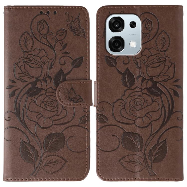 Rose Butterfly Embossed Leather Phone Case, For OPPO Find X9, For OPPO A6 Pro 5G, For OPPO Find X9 Pro, For OPPO A5 Pro 5G Global, For OPPO Reno13 Pro 5G Global, For OPPO Reno13 5G Global, For OPPO Reno13 F 4G Global / 5G Global, For OPPO Find X8