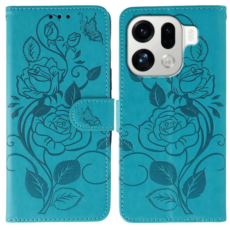 Rose Butterfly Embossed Leather Phone Case, For OPPO Find X9, For OPPO A6 Pro 5G, For OPPO Find X9 Pro, For OPPO A5 Pro 5G Global, For OPPO Reno13 Pro 5G Global, For OPPO Reno13 5G Global, For OPPO Reno13 F 4G Global / 5G Global, For OPPO Find X8