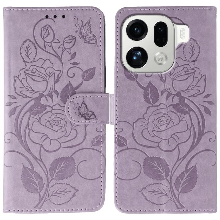 Rose Butterfly Embossed Leather Phone Case, For OPPO Find X9, For OPPO A6 Pro 5G, For OPPO Find X9 Pro, For OPPO A5 Pro 5G Global, For OPPO Reno13 Pro 5G Global, For OPPO Reno13 5G Global, For OPPO Reno13 F 4G Global / 5G Global, For OPPO Find X8