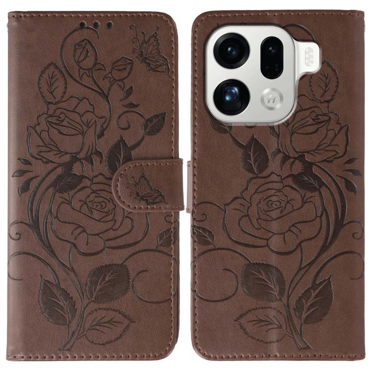 Rose Butterfly Embossed Leather Phone Case, For OPPO Find X9, For OPPO A6 Pro 5G, For OPPO Find X9 Pro, For OPPO A5 Pro 5G Global, For OPPO Reno13 Pro 5G Global, For OPPO Reno13 5G Global, For OPPO Reno13 F 4G Global / 5G Global, For OPPO Find X8