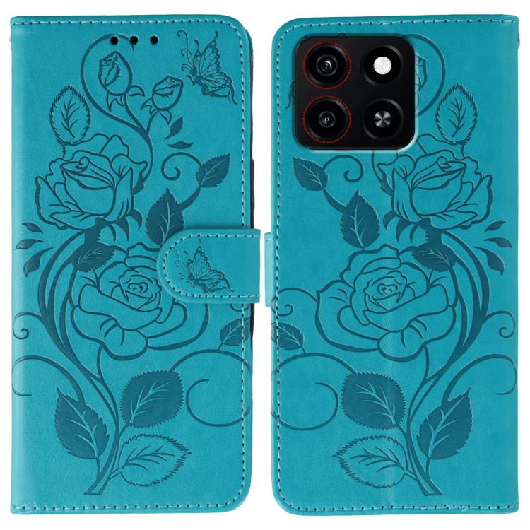 Rose Butterfly Embossed Leather Phone Case, For ZTE Blade A35