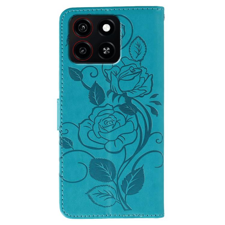 Rose Butterfly Embossed Leather Phone Case, For ZTE Blade A35