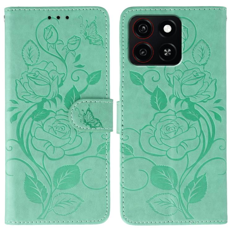 Rose Butterfly Embossed Leather Phone Case, For ZTE Blade A35