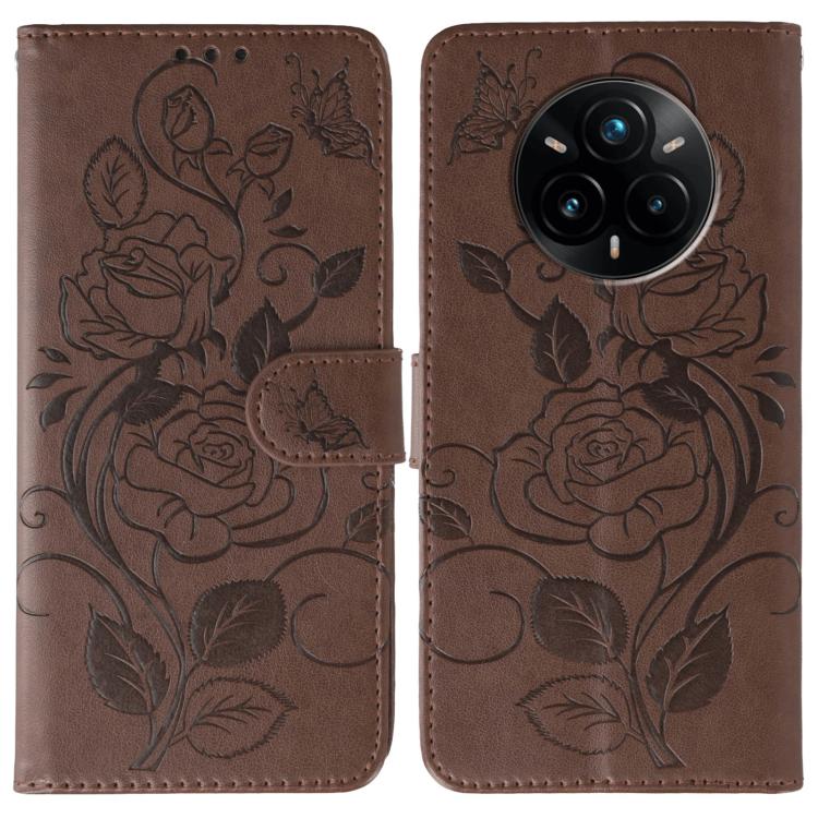 Rose Butterfly Embossed Leather Phone Case, For Realme 14 Pro+, For Realme 14 Pro, For Realme 14x, For Realme GT 7 Pro