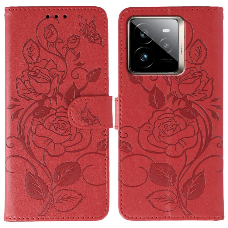 Rose Butterfly Embossed Leather Phone Case, For Realme 14 Pro+, For Realme 14 Pro, For Realme 14x, For Realme GT 7 Pro