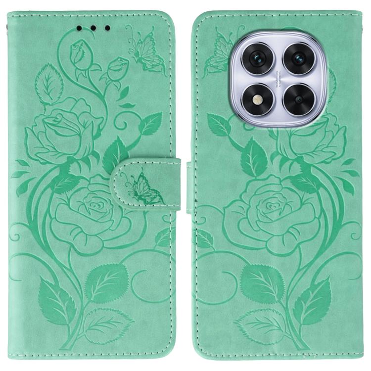 Rose Butterfly Embossed Leather Phone Case, For Redmi A5 4G 171.7mm, For Redmi Note 14S 4G Global, For Redmi Note 14 Pro 4G Global, For Redmi Note 14 4G 163.25mm Global, For Redmi Note 14 Pro+ 5G