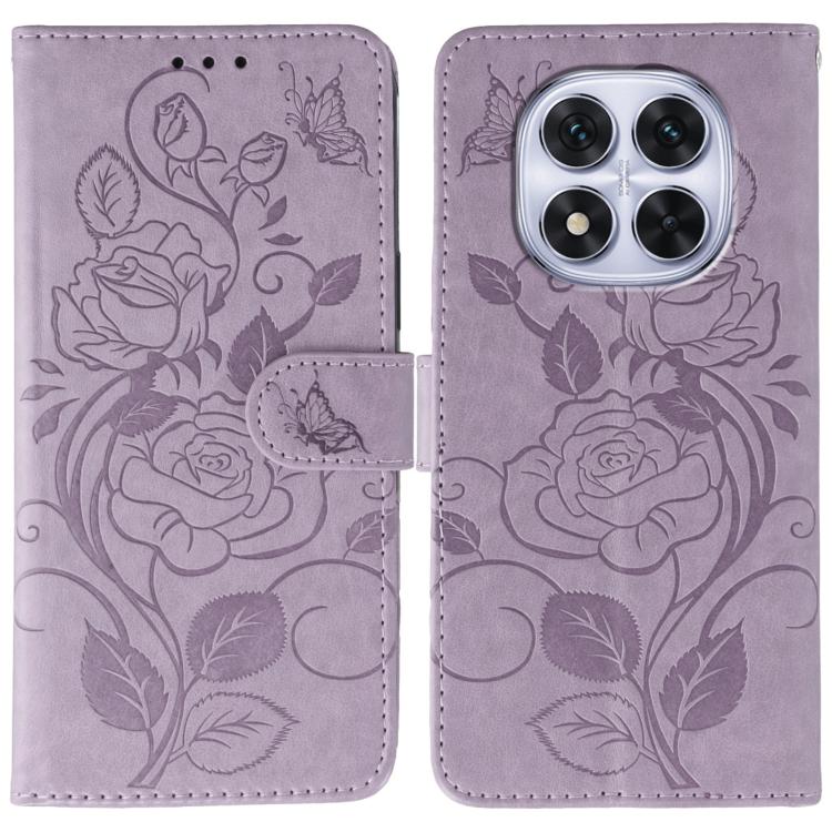 Rose Butterfly Embossed Leather Phone Case, For Redmi A5 4G 171.7mm, For Redmi Note 14S 4G Global, For Redmi Note 14 Pro 4G Global, For Redmi Note 14 4G 163.25mm Global, For Redmi Note 14 Pro+ 5G