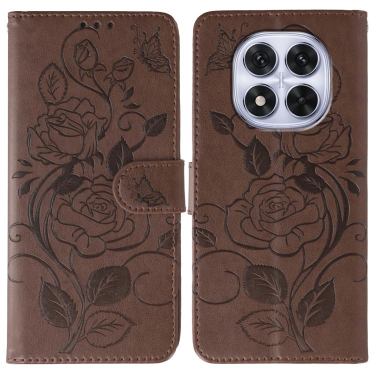 Rose Butterfly Embossed Leather Phone Case, For Redmi A5 4G 171.7mm, For Redmi Note 14S 4G Global, For Redmi Note 14 Pro 4G Global, For Redmi Note 14 4G 163.25mm Global, For Redmi Note 14 Pro+ 5G