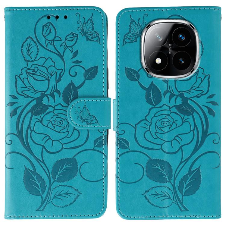 Rose Butterfly Embossed Leather Phone Case, For Redmi A5 4G 171.7mm, For Redmi Note 14S 4G Global, For Redmi Note 14 Pro 4G Global, For Redmi Note 14 4G 163.25mm Global, For Redmi Note 14 Pro+ 5G