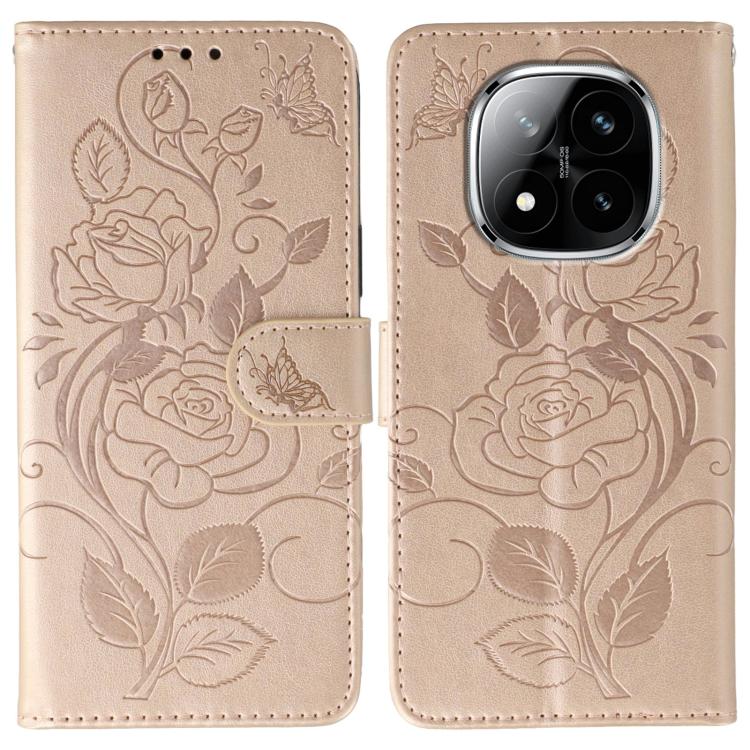 Rose Butterfly Embossed Leather Phone Case, For Redmi A5 4G 171.7mm, For Redmi Note 14S 4G Global, For Redmi Note 14 Pro 4G Global, For Redmi Note 14 4G 163.25mm Global, For Redmi Note 14 Pro+ 5G