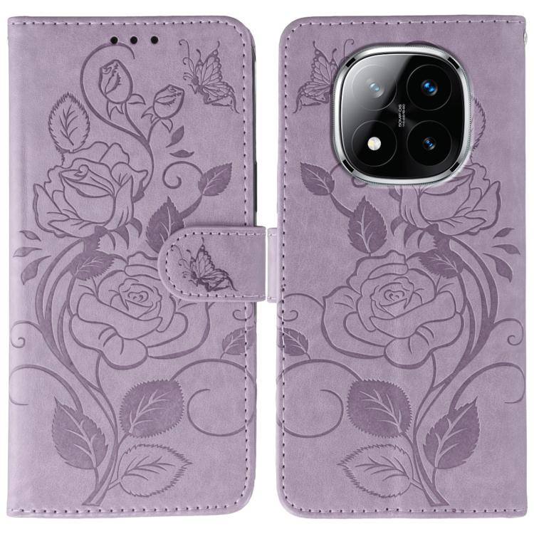 Rose Butterfly Embossed Leather Phone Case, For Redmi A5 4G 171.7mm, For Redmi Note 14S 4G Global, For Redmi Note 14 Pro 4G Global, For Redmi Note 14 4G 163.25mm Global, For Redmi Note 14 Pro+ 5G