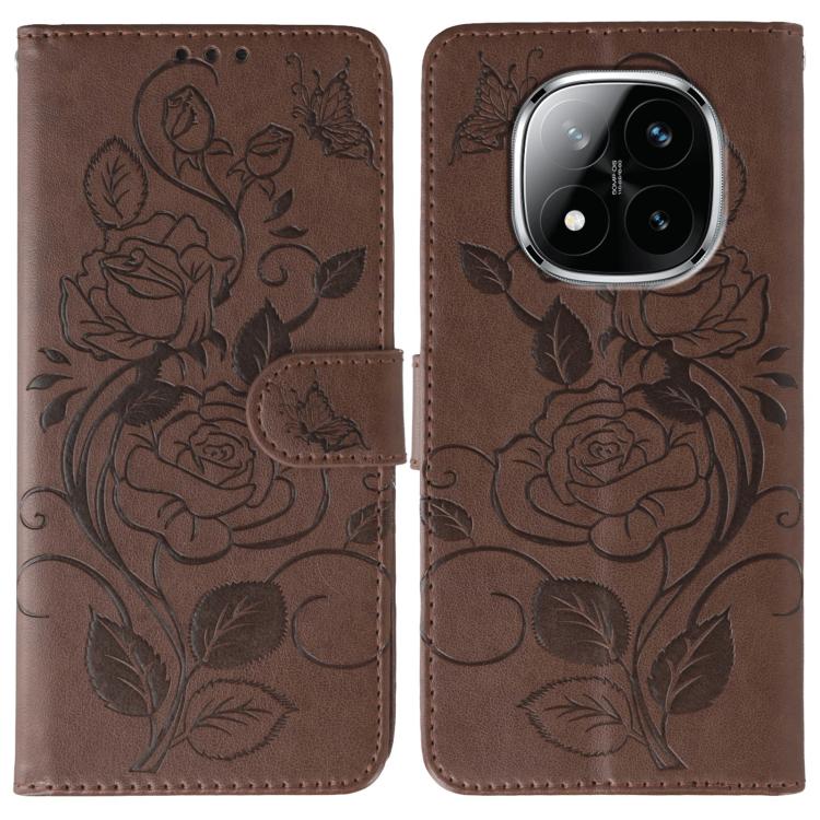 Rose Butterfly Embossed Leather Phone Case, For Redmi A5 4G 171.7mm, For Redmi Note 14S 4G Global, For Redmi Note 14 Pro 4G Global, For Redmi Note 14 4G 163.25mm Global, For Redmi Note 14 Pro+ 5G