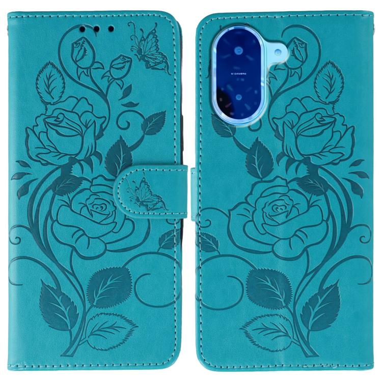 Rose Butterfly Embossed Leather Phone Case, For Redmi A5 4G 171.7mm, For Redmi Note 14S 4G Global, For Redmi Note 14 Pro 4G Global, For Redmi Note 14 4G 163.25mm Global, For Redmi Note 14 Pro+ 5G